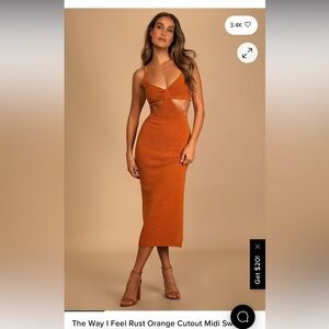 Rust orange sweater midi dress
